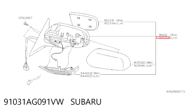 Ліве бокове дзеркало 91031AG091VW Subaru