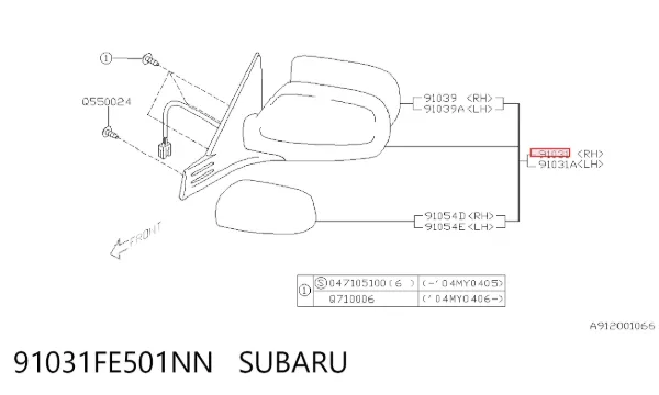 Дзеркало праве Subaru Impreza II