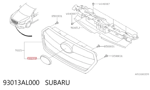 Емблема решітки радіатора 93013AL000 Subaru