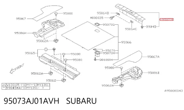 Облицювання задньої панелі багажника 95073AJ01AVH Subaru