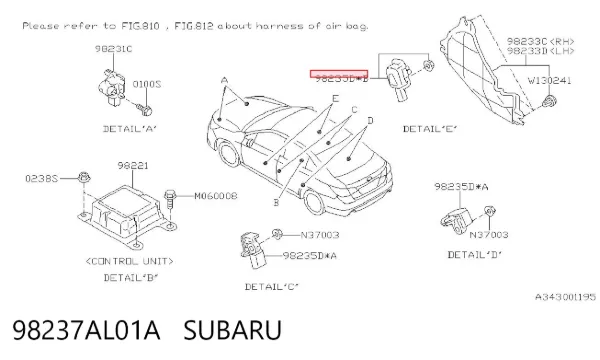 Датчик удару 98237AL01A Subaru