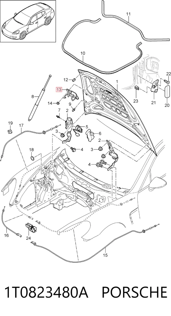 Замок капота 1T0823480A Porsche