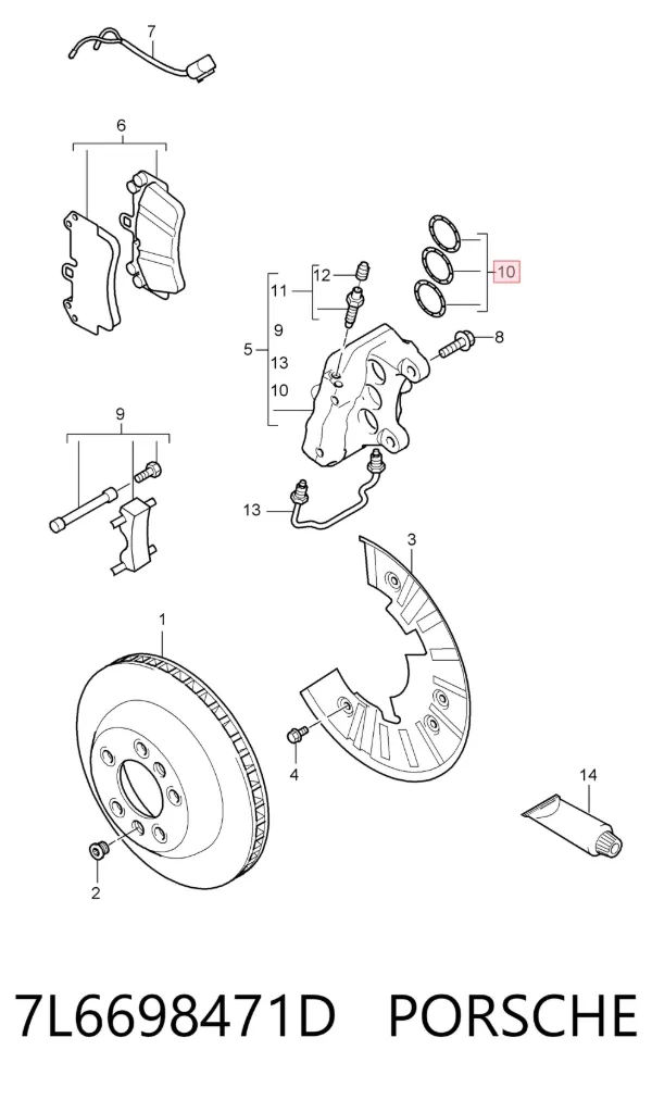 Ремкомплект переднього супорту 7L6698471D Porsche