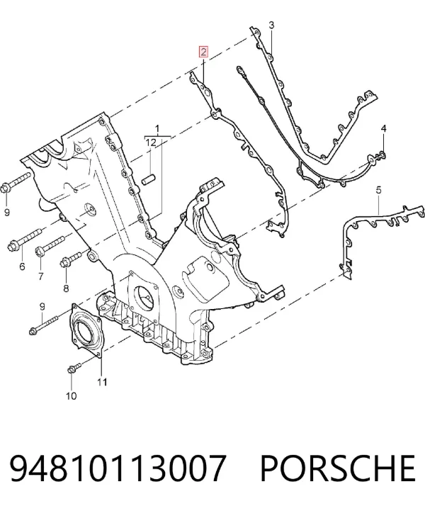 Прокладка передньої кришки двигуна, права 94810113007 Porsche