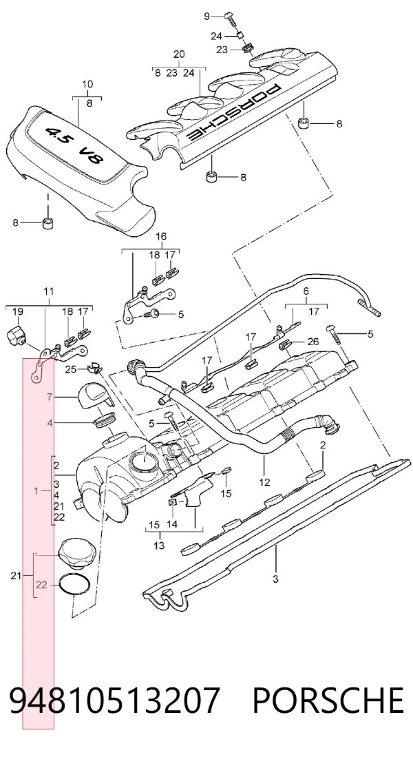 Кришка клапанна, права 94810513207 Porsche