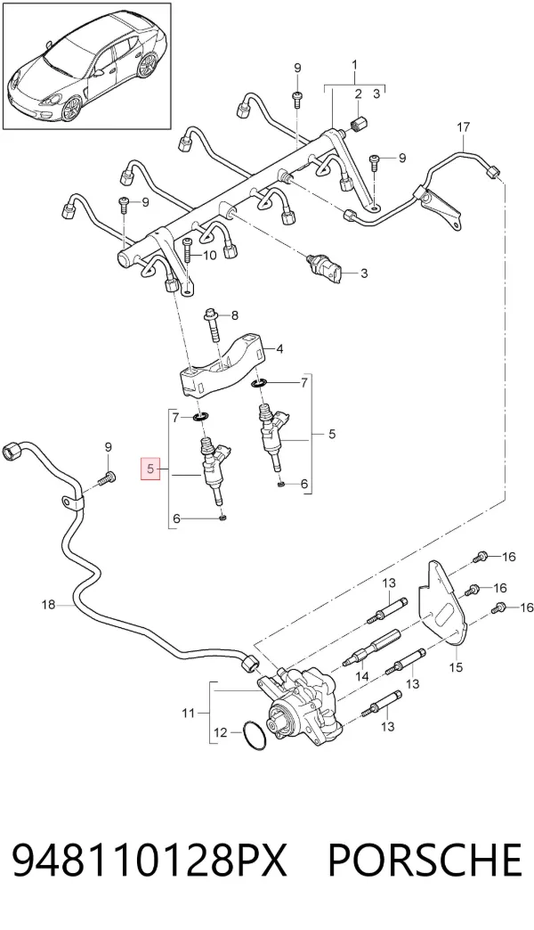 Паливні форсунки 948110128PX Porsche