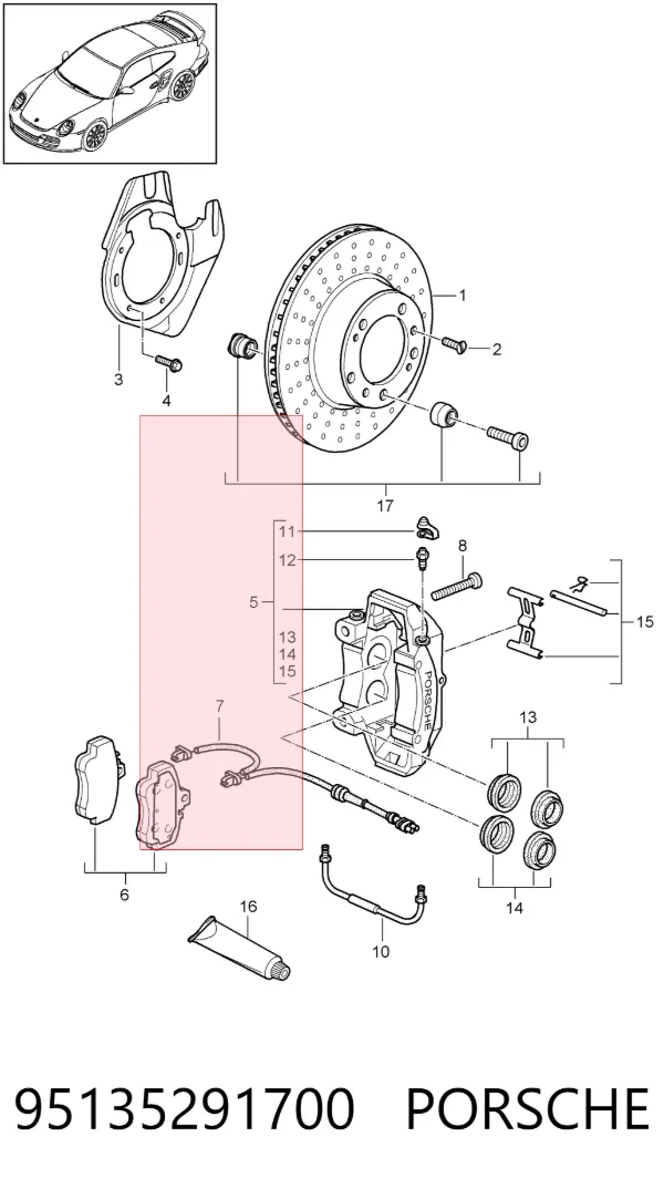 Ремкомплект супорту 95135291700 Porsche