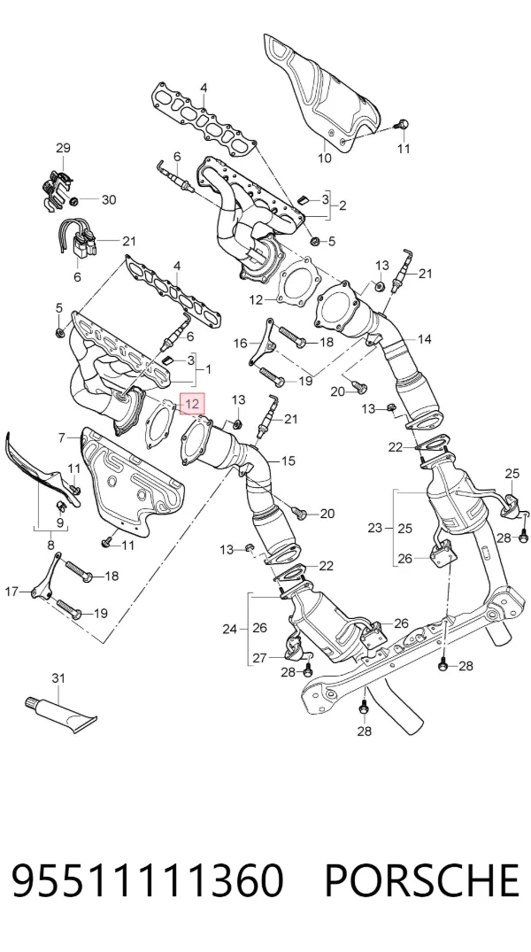 Прокладка глушника 95511111360 Porsche