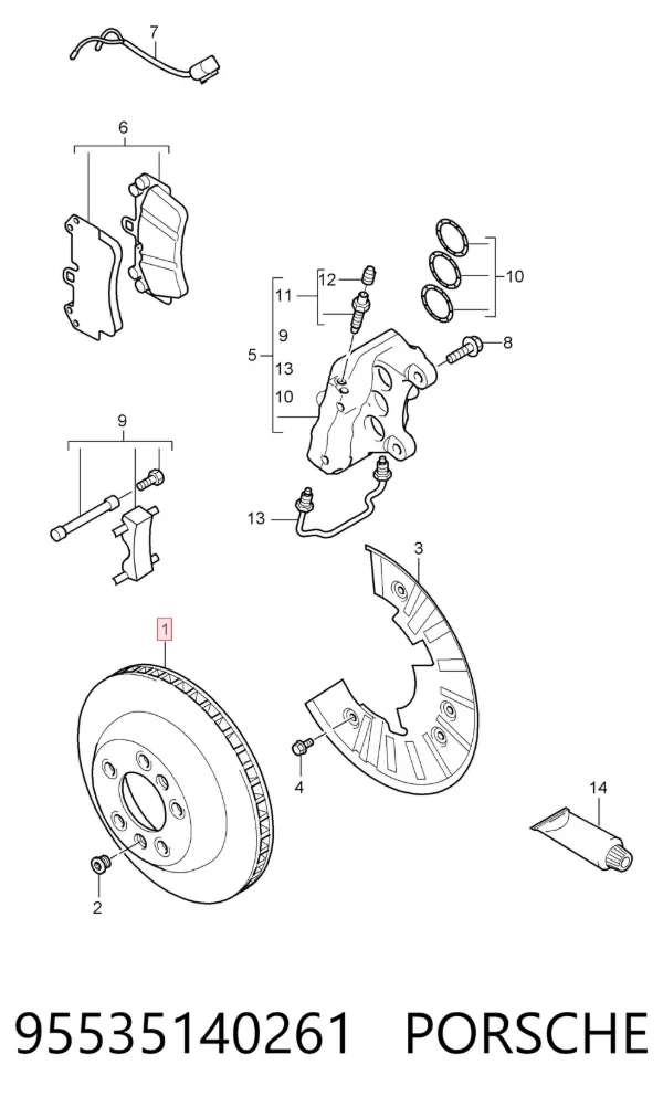 Гальмівні диски передні 95535140261 Porsche