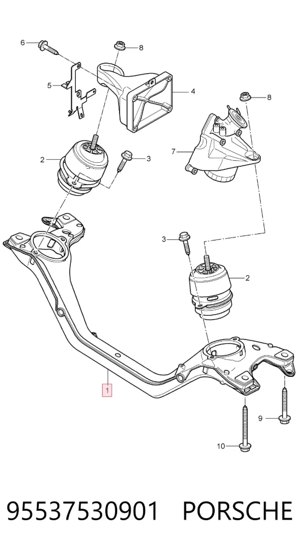 Балка кріплення двигуна 95537530901 Porsche