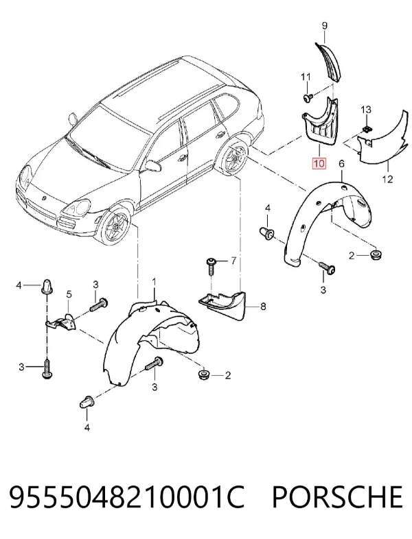 Бризковики задній, лівий 9555048210001C Porsche