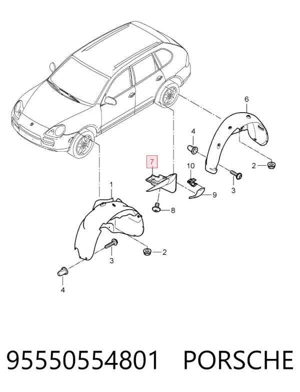 Бризковики задній, правий 95550554801 Porsche