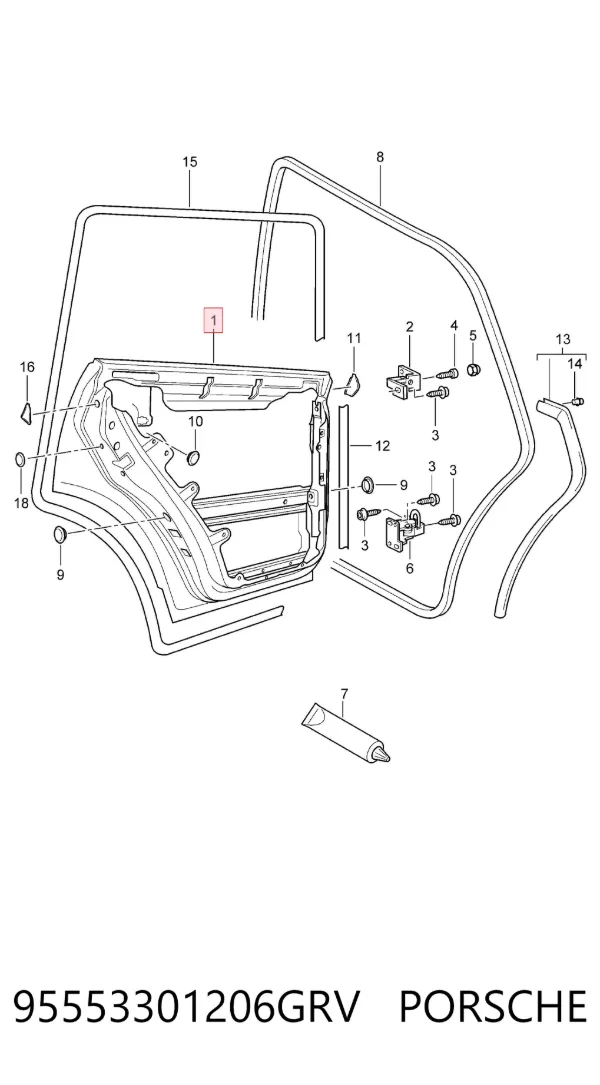 Двері задні, праві 95553301206GRV Porsche