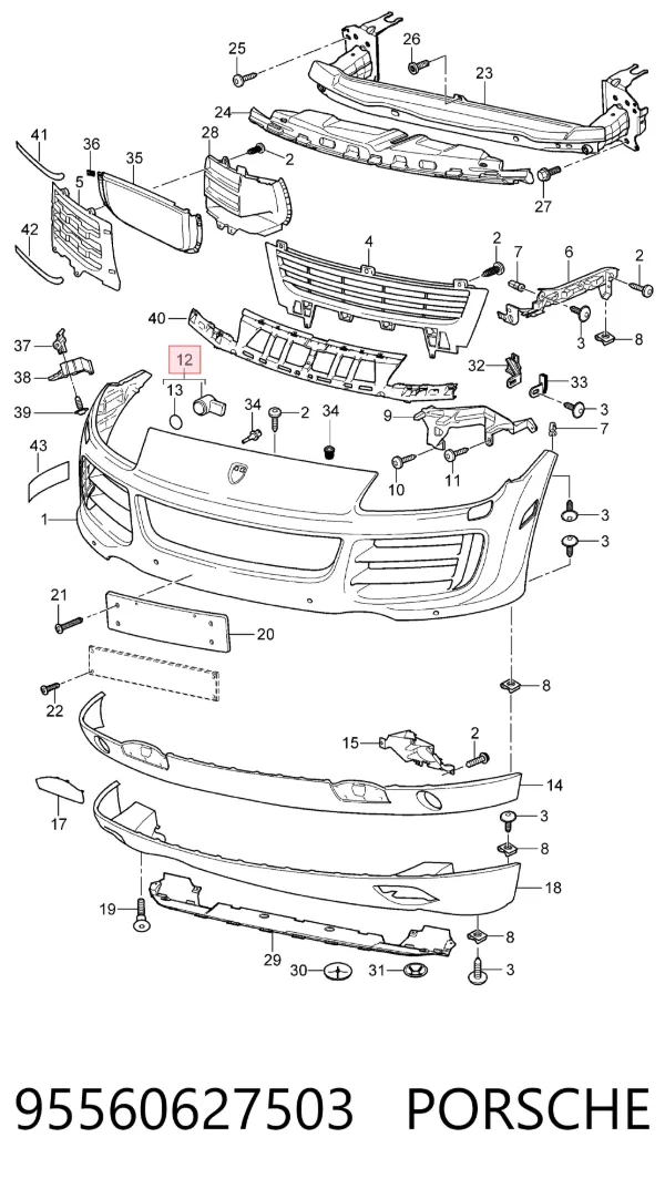 Датчик сигналізації паркування (парктронік), задній 95560627503 Porsche