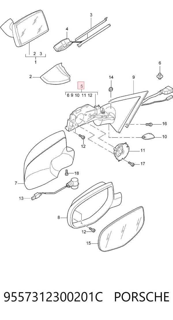 Дзеркало праве 9557312300201C Porsche