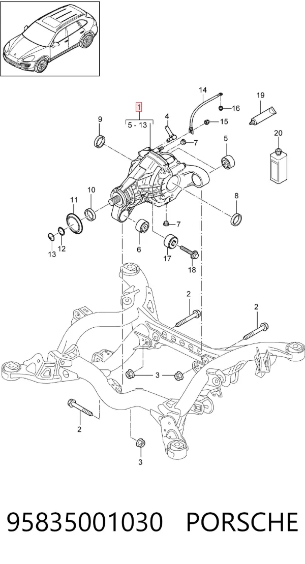 Задній редуктор 95835001030 Porsche