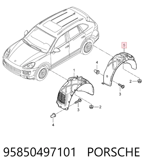 Підкрилок заднього крила, лівий 95850497101 Porsche