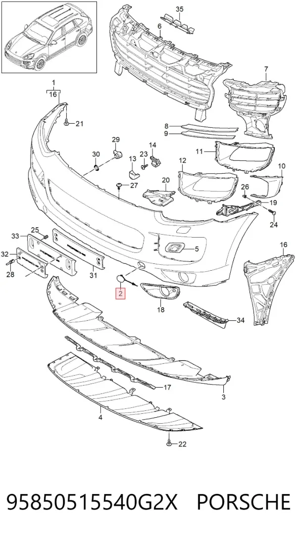 Заглушки буксирувального гака 95850515540G2X Porsche