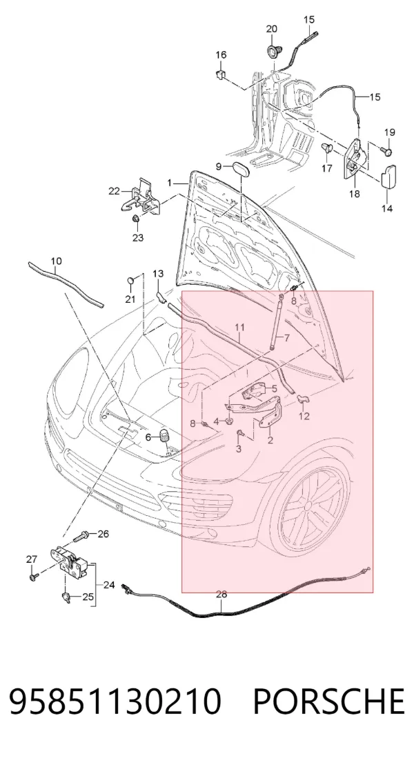 Петля капота, права 95851130210 Porsche