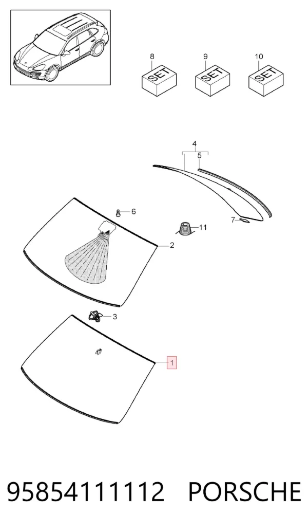 Лобове скло 95854111112 Porsche