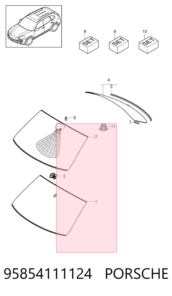 Лобове скло 95854111124 Porsche