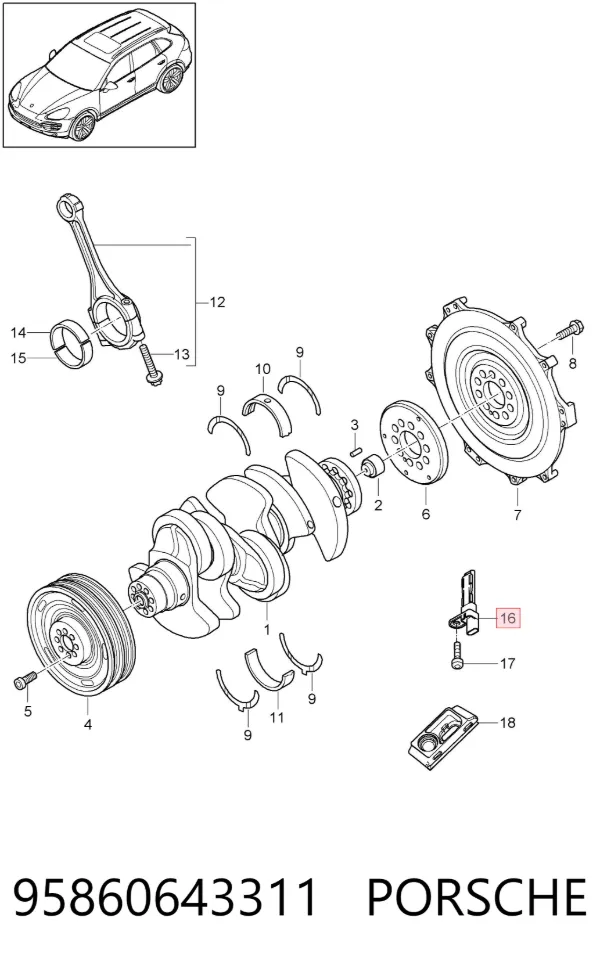 Датчик колінвала 95860643311 Porsche