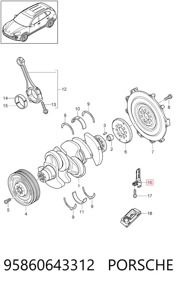 Датчик колінвала 95860643312 Porsche