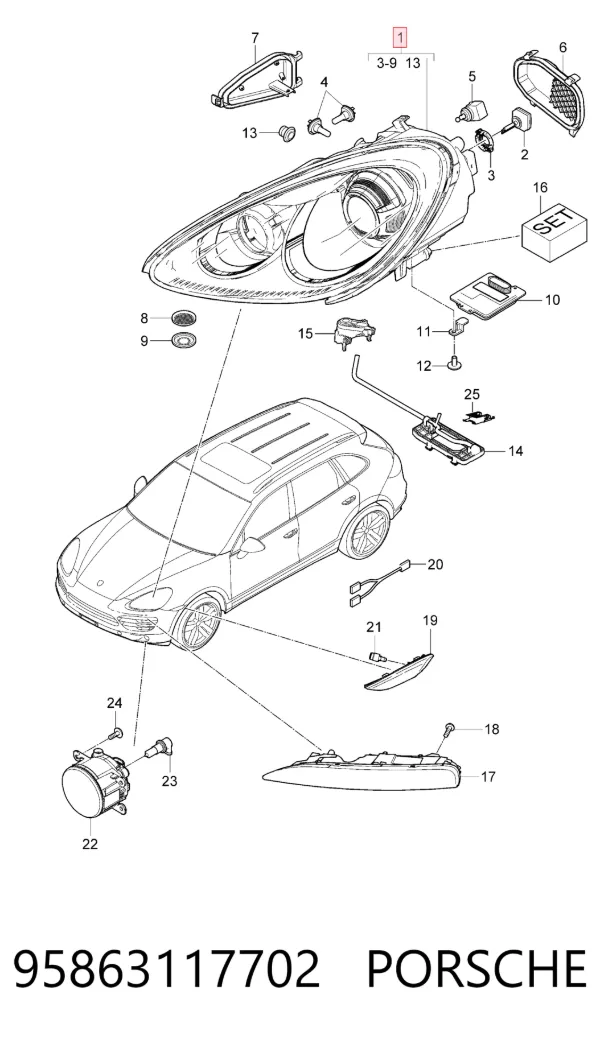 Фара ліва 95863117702 Porsche