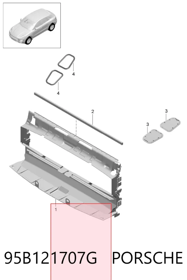 Повітропровід радіатора 95B121707G Porsche