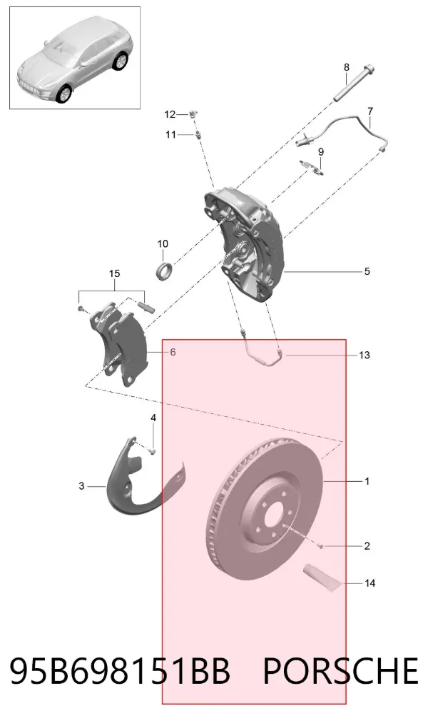 Передні тормозні колодки 95B698151BB Porsche