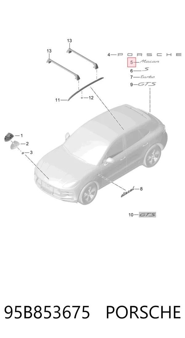 Емблема кришки багажника 95B853675 Porsche
