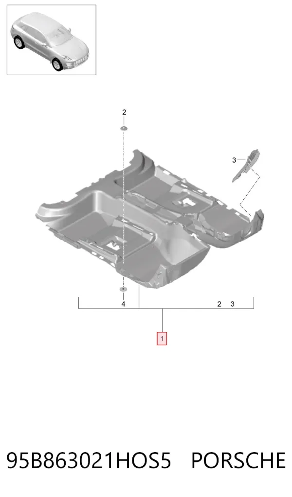Покриття підлогове салону, переднє 95B863021HOS5 Porsche