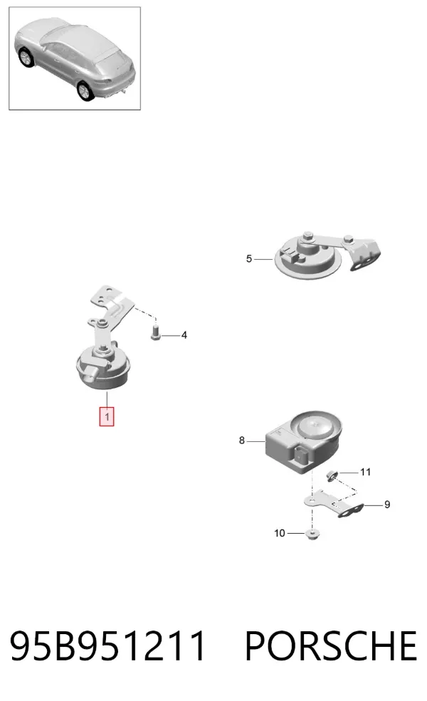 Сигнал звуковий (клаксон) 95B951211 Porsche