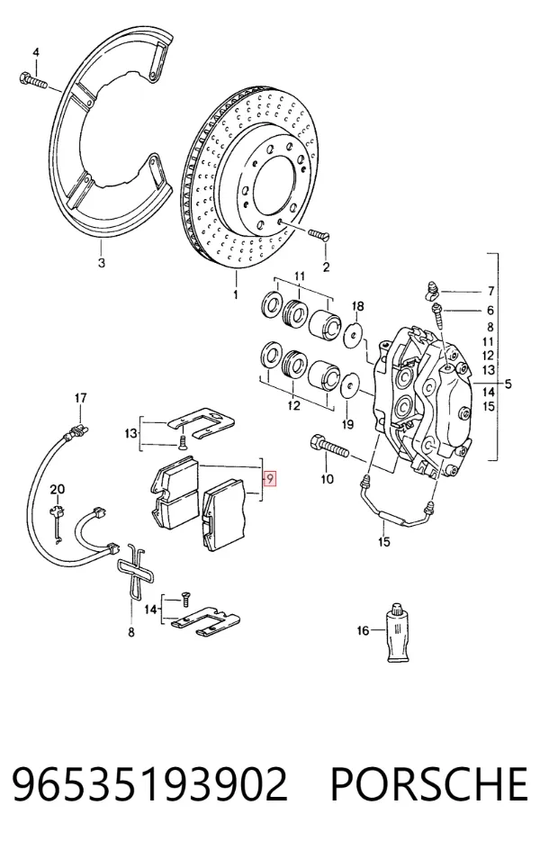 Передні тормозні колодки 96535193902 Porsche