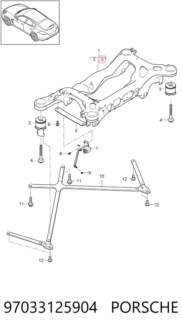 Сайлентблок задньої балки 97033125904 Porsche