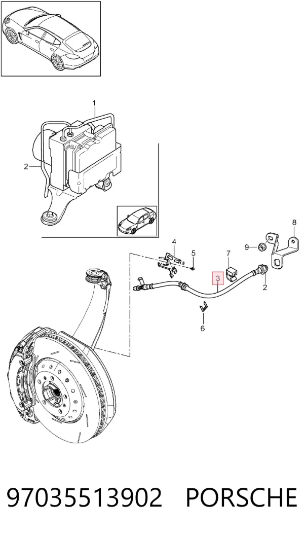 Гальмівні шланги передні 97035513902 Porsche