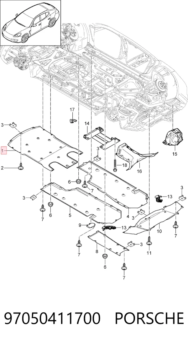 Захист двигуна передній 97050411700 Porsche