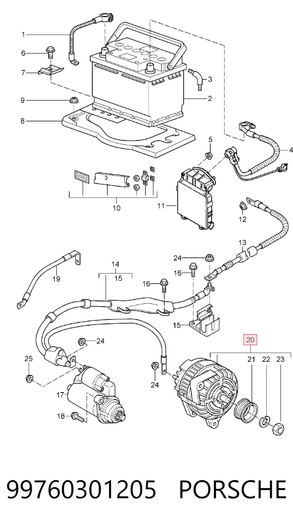 Генератор 99760301205 Porsche