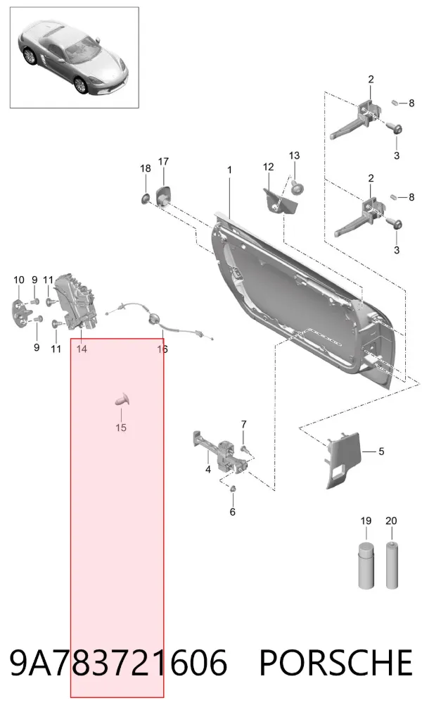Замок дверки правої передньої 9A783721606 Porsche