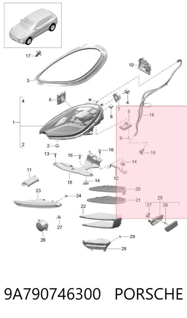 Вентилятори охолодження фари 9A790746300 Porsche