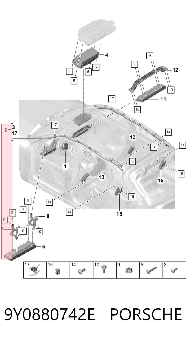 Подушка безпеки, збоку, права, AIRBAG 9Y0880742E Porsche