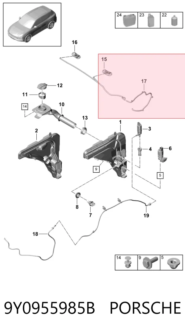 Форсунка омивача 9Y0955985B Porsche