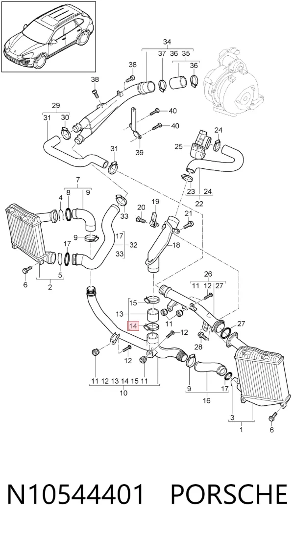 Хомут стяжний металевий, універсальний N10544401 Porsche