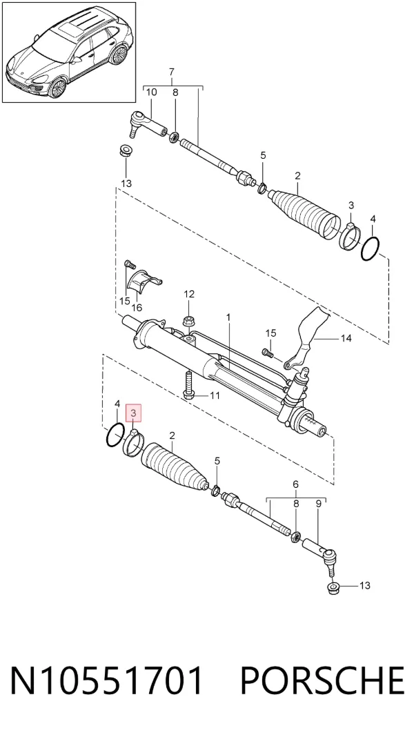 Хомут пильовика кермової рейки N10551701 Porsche