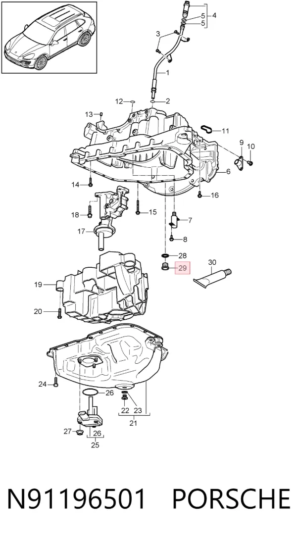 Пробка піддона двигуна N91196501 Porsche