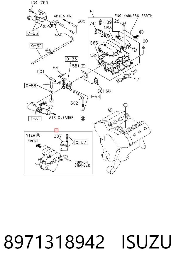 Прокладка впускного колектора 8971318942 Isuzu
