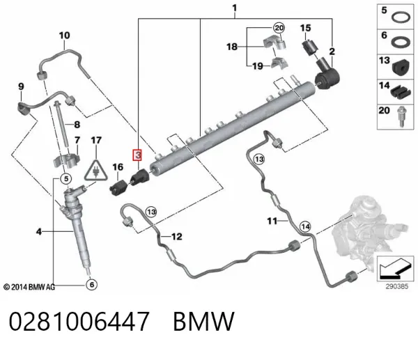 Датчик тиску палива 0281006447 BMW