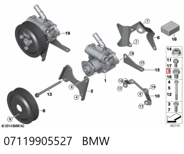 Болт переднього важеля, нижнього 07119905527 BMW
