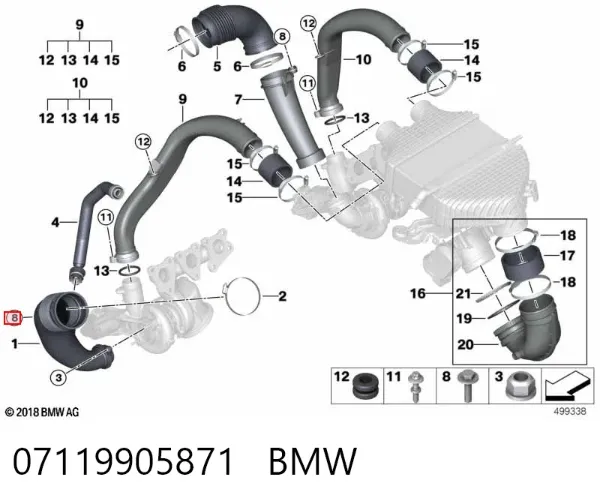 Болт переднього важеля, нижнього 07119905871 BMW