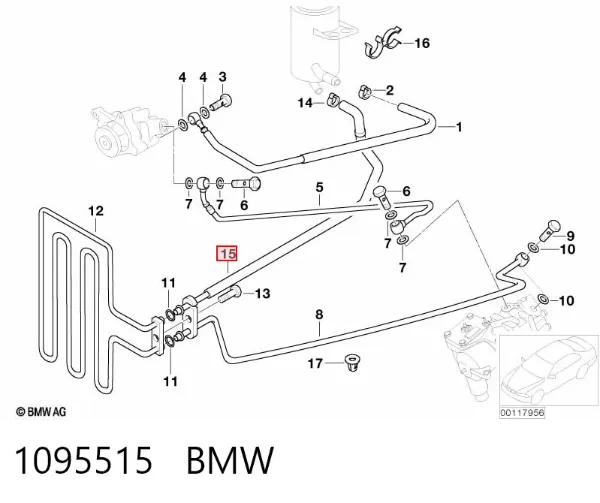 Шланг ГПК, низького тиску, від радіатора до бачка 1095515 BMW